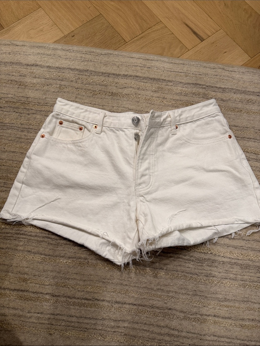 Parke White Baggy Denim Cutoff Shorts